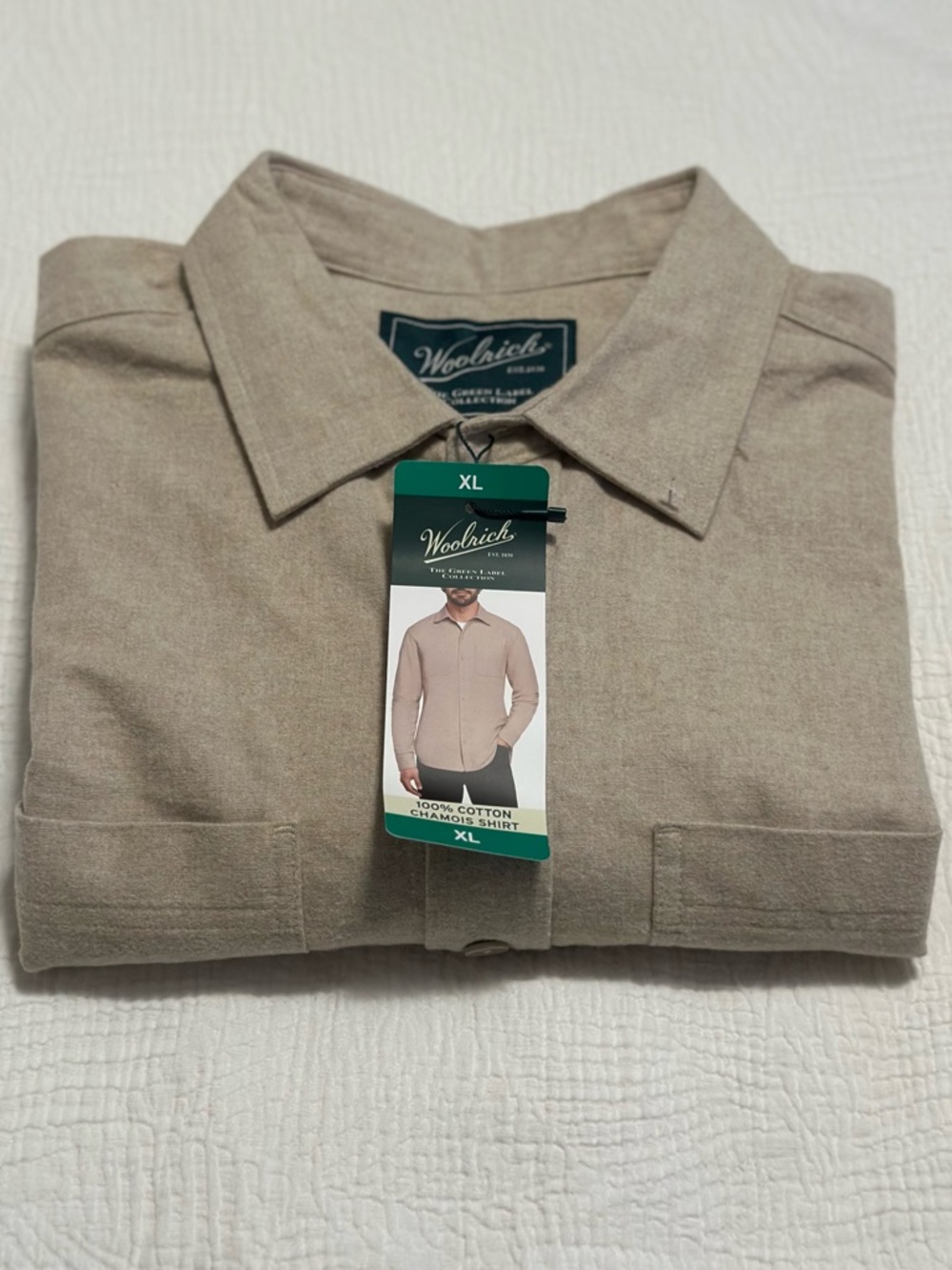 New WOOLRICH Chamois Men's Size XL Tan 100% Cotton Long Sleeve Shirt